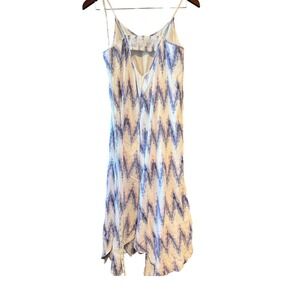 American Eagle Blue Pink Ikat Handkerchief Hem Midi Dress Womens Small Smocked